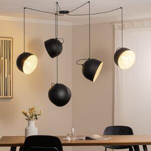 ALDEX Lampă suspendată Pepe, neagră, cu 5 becuri, reglabil, Negru, Camera de zi / sufragerie, Metal, Modern