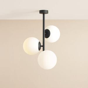 ALDEX Plafonieră Dione, opal/negru, 3 lumini, reglabil, Negru, Camera de zi / sufragerie, Sticlă, Modern, glob