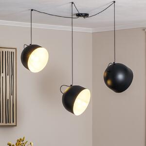 ALDEX Lampă suspendată Pepe, neagră, cu 3 becuri, reglabil, Negru, Camera de zi / sufragerie, Metal, Modern