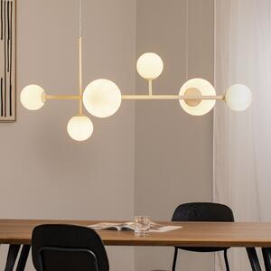 ALDEX Lampă suspendată Dione, opal/crem, 6 becuri, reglabil, Bej, Camera de zi / sufragerie, Sticlă, Modern, glob