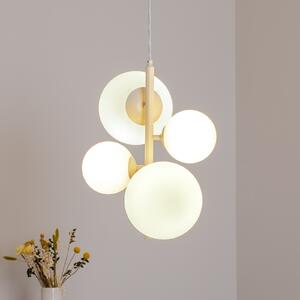 ALDEX Lampă suspendată Dione, opal/crem, 4 becuri, reglabil, Bej, Camera de zi / sufragerie, Sticlă, Modern, glob