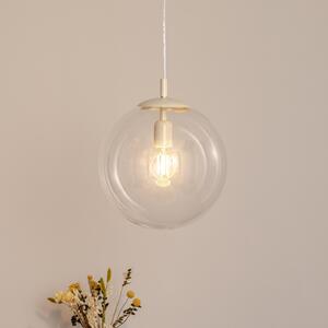 ALDEX Lampă suspendată Dione, 1 bec, transparent/crem, reglabil, Transparent, Camera de zi / sufragerie, Sticlă, Modern, glob