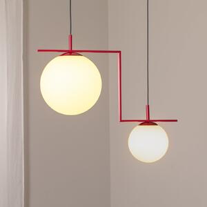 ALDEX Lampă suspendată Zac, opal/roșu vin, 2 becuri, reglabil, Roșu, Camera de zi / sufragerie, Sticlă, Modern, glob