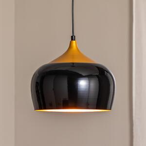 Opviq Berceste 212-S lampă suspendată Ø30cm negru / auriu, reglabil, Negru, Camera de zi / sufragerie, Metal