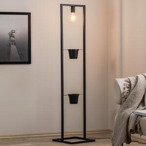 Envostar Hyazinth lampadar cu 2 ghivece de flori, Negru, Camera de zi / sufragerie, Metal
