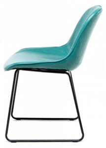 Set 2 scaune piele artificiala Cora albastru/petrol