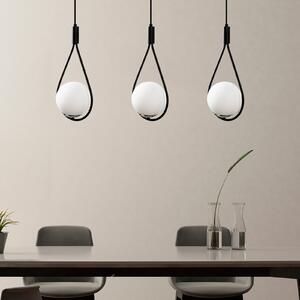 Opviq Lampă suspendată Mudoni MR-939 3 becuri liniar negru / sticlă opal, reglabil, Negru, Camera de zi / sufragerie, Sticlă, Modern, glob