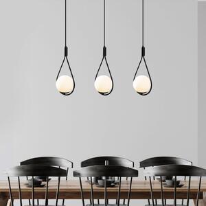 Opviq Lampă suspendată GMN-00009 3 becuri negru/opal sticlă, reglabil, Negru, Camera de zi / sufragerie, Metal, Modern