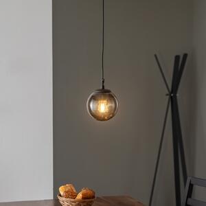 Opviq Lampă suspendată Efe 2155, abajur din sticlă fumurie, Ø15cm, reglabil, Gri, Camera de zi / sufragerie, Sticlă, Modern, glob
