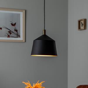 Opviq Saglam 3720 lampă suspendată 1 bec Ø25cm negru / auriu, reglabil, Negru, Camera de zi / sufragerie, Metal, Vintage