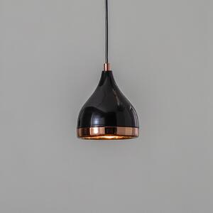 Opviq Lampă suspendată Yildo 7000 1 bec Ø15cm negru/coper, reglabil, Negru, Camera de zi / sufragerie, Metal, Modern