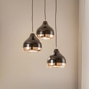 Opviq Lampă suspendată Yildo 6871 3 becuri rondel negru/coper, reglabil, Negru, Camera de zi / sufragerie, Metal, Modern