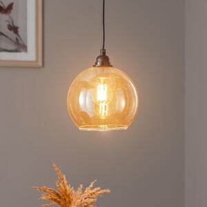 Opviq Lampă suspendată Gold 020 1 bec sticlă Ø20cm, reglabil, Auriu / Alamă, Camera de zi / sufragerie, Sticlă, Modern