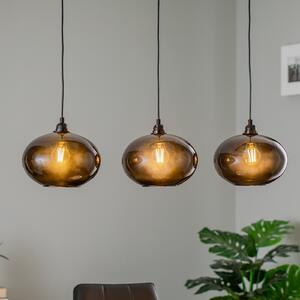 Opviq Lampă suspendată Smoked 052 3 becuri sticlă liniară Ø27cm, reglabil, Gri, Camera de zi / sufragerie, Sticlă, Modern