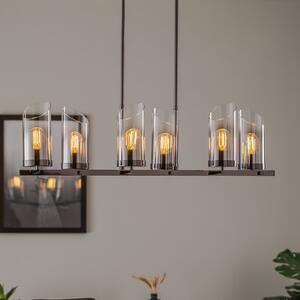 Lucea Candelabru Padrela, liniar, negru-crom, 6 becuri, reglabil, Negru, Camera de zi / sufragerie