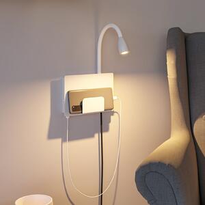 Paulmann Halina Aplică de perete USB LED, braț flexibil alb, Alb, dormitor, Metal, Modern