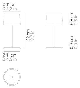 Zafferano Olivia mini 3K lampă de masă reîncărcabilă capri albastru, reglabil, Albastru, Camera de zi / sufragerie, Aluminiu, Modern