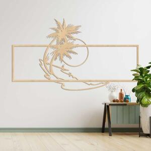 Decorațiune de perete din lemn cu palmieri și plajă | TROPICOR