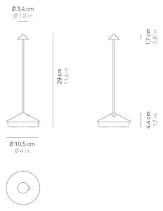Zafferano Pina 3K lampă de masă reîncărcabilă folie argintie, reglabil, Gri, Camera de zi / sufragerie, Aluminiu, Modern