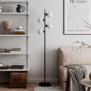 By Rydéns Punto lampadar, 4 becuri, Negru, Camera de zi / sufragerie, Metal, Scandinavă