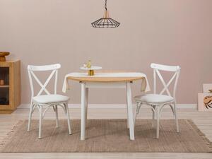 Set mobilier sufragerie Duvasa 6 (alb + stejar) (pentru 2 persoane). 1093757