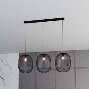 Euluna Lampă suspendată Maia, formă cușcă, 3 becuri, reglabil, Negru, Camera de zi / sufragerie, Metal