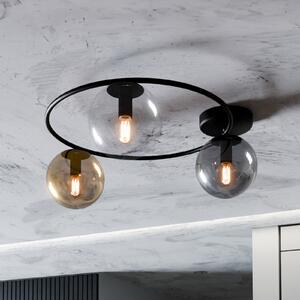 Euluna Plafonieră Ascella, 3 becuri, negru/colorat, reglabil, Negru, Camera de zi / sufragerie, Metal, Modern