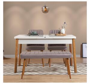 Set mobilier sufragerie Dobuse 2 (pin atlantic + alb + gri) (pentru 4 persoane). 1093778