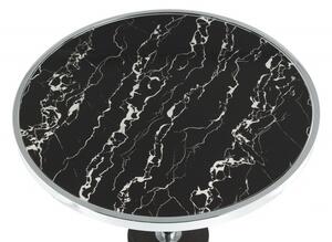 Masuta de cafea rotunda din metal si sticla 46x46x53 cm negru/argintiu