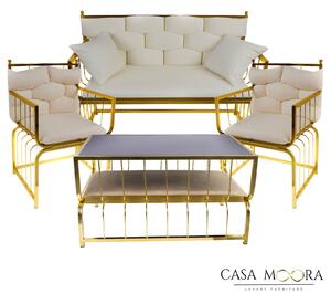 SET CANAPEA CU DOUA FOTOLII + MASA / GOLD