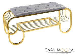 Bancheta cu pantofar - AURIU-GRI -catifea - Chesterfield