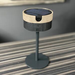 Les Jardins Lampă de masă solară cu LED Bateak, negru / gri tec, 2.700 K, reglabil, Negru, Aluminiu, Modern, Umbră de masă