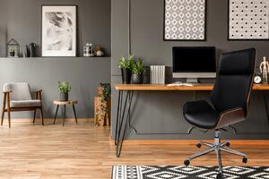Scaun birou rotativ tapițat cu aspect de piele Maleko Negru