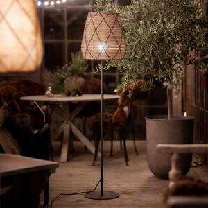 PR Home Lampă de terasă Agnar Lollo, gri, aspect rattan, 154 cm, Negru, Metal