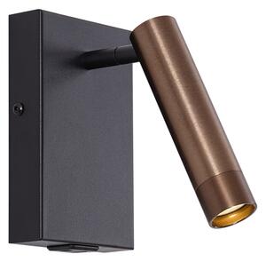 Lampă de perete modernă neagră cu bronz închis reglabilă cu USB-C - Croft