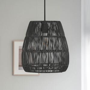PR Home Lampă suspendată Saigon, aspect ratan, negru, Ø 38 cm, reglabil, Negru, Camera de zi / sufragerie, Plastic