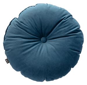 Pernă rotundă din catifea cu buton culoare albastru Țesătură gloss, catifea
