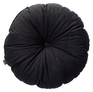Pernă rotundă din catifea cu buton culoare negru Țesătură gloss, catifea