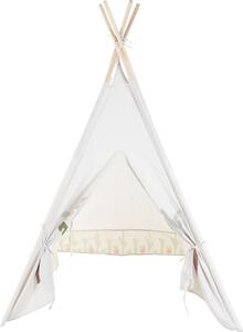 Cort Teepee alb pentru copii cu detalii naturale