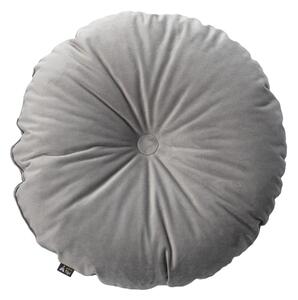 Pernă rotundă din catifea cu buton culoare gri Țesătură gloss, catifea