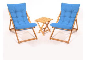 Set mobilier de grădină masă și scaune Kikadu 5 (albastru + natural) (pentru 2 persoane). 1093850