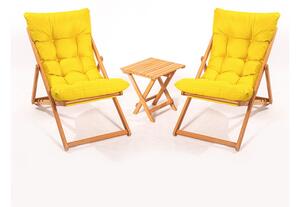Set mobilier de grădină masă și scaune Kikadu 5 (galben + natural) (pentru 2 persoane). 1093855