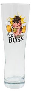 Pahar bere, 500 ml, mesaj funny “Pig Boss"