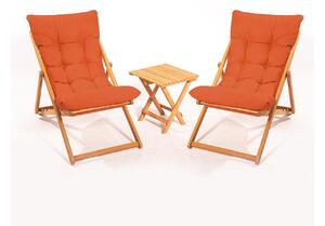 Set mobilier de grădină masă și scaune Kikadu 5 (Portocaliu + natural) (pentru 2 persoane). 1093854