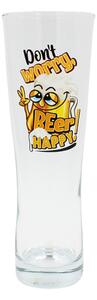 Pahar bere, 500 ml, mesaj funny “Don’t worry, beer happy!"