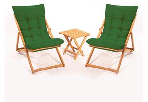 Set mobilier de grădină masă și scaune Kikadu 5 (verde + natural) (pentru 2 persoane). 1093852
