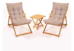 Set mobilier de grădină masă și scaune Kikadu 5 (maro + natural) (pentru 2 persoane). 1093851