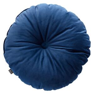 Pernă rotundă din catifea cu buton culoare bleumarin Țesătură gloss, catifea