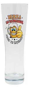 Pahar bere, 500 ml, mesaj funny “Berea nu te întreabă, berea te înțelege!"