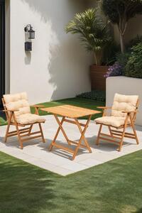 Set mobilier de grădină masă și scaune Kikadu 2 (natural + crem) (pentru 2 persoane). 1093856
